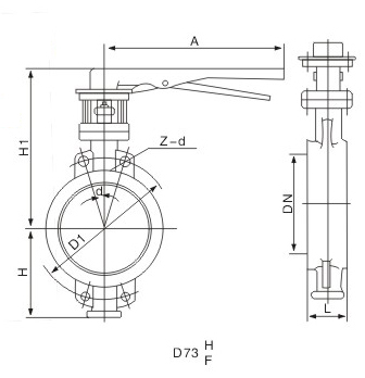 D73H手柄對夾式彈性密封蝶閥